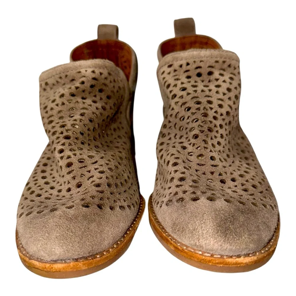 JEFFREY CAMPBELL Women's Leather Brown Rosalee Ankle Boot 6 Taupe Heeled‎ Boot